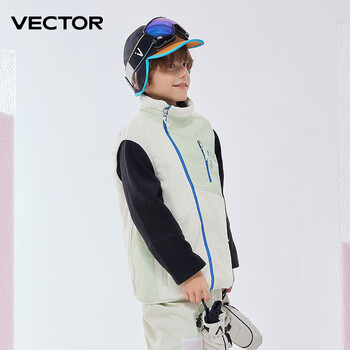 VECTOR Παιδιά Αγόρι και κορίτσι Χρώμα Clash Fleece Γιλέκο Mid Layer Warmth Lock Ζεστό γρήγορο στέγνωμα σκι Υπαίθριο αθλητικό σκι Πεζοπορία