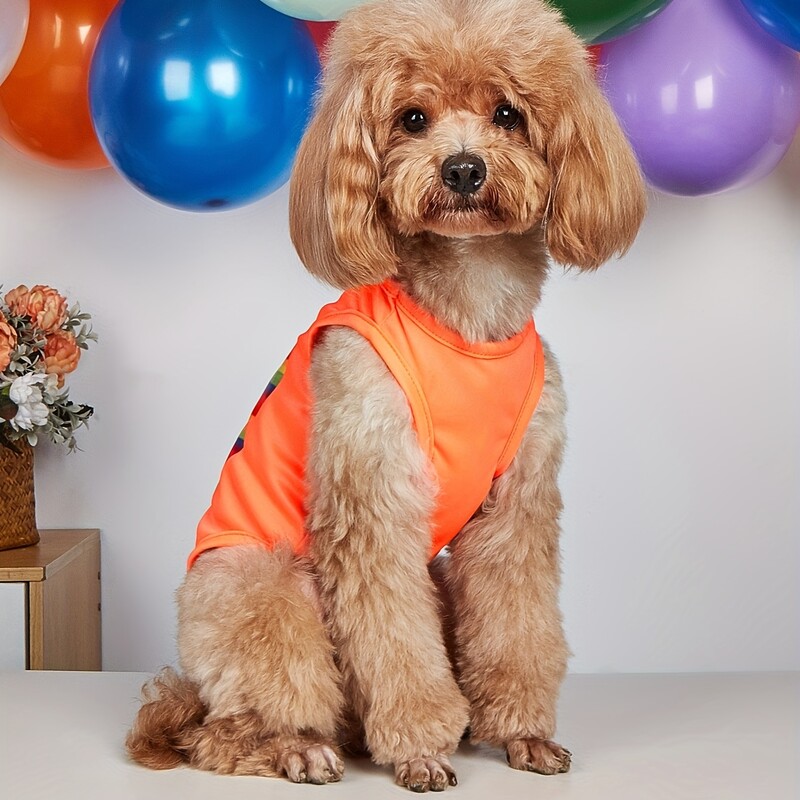 Kisállat ruhák kutya macska mellény könnyű, légáteresztő és kényelmes, ruhák mintával, narancssárga, egyszerű, nagyvonalú, friss és aranyos, öltöny