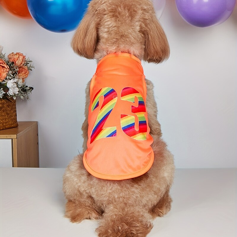 Kisállat ruhák kutya macska mellény könnyű, légáteresztő és kényelmes, ruhák mintával, narancssárga, egyszerű, nagyvonalú, friss és aranyos, öltöny
