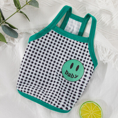 Vestă de modă pentru câini, cu model de zâmbet drăguț, cămăși în carouri, chihuahua, Yorkies, vestă moale, cămăși ocazionale pentru pisici, haine de vară pentru cățeluși, accesorii pentru animale de companie