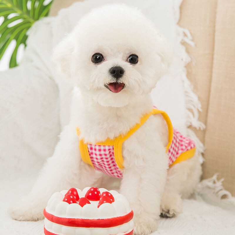 Vestă de modă pentru câini, cu model de zâmbet drăguț, cămăși în carouri, chihuahua, Yorkies, vestă moale, cămăși ocazionale pentru pisici, haine de vară pentru cățeluși, accesorii pentru animale de companie