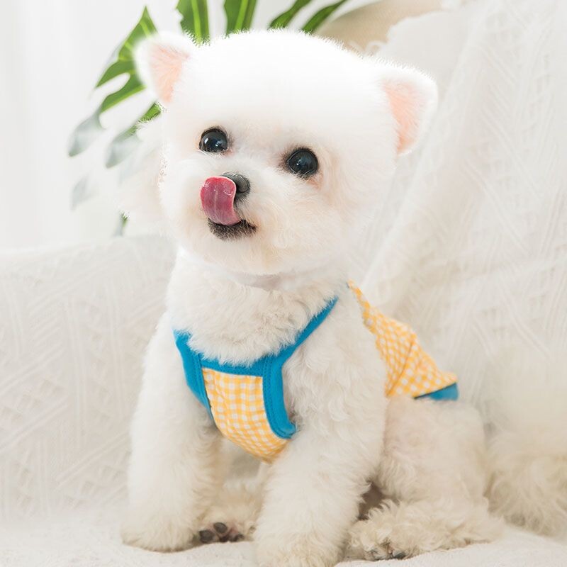 Vestă de modă pentru câini, cu model de zâmbet drăguț, cămăși în carouri, chihuahua, Yorkies, vestă moale, cămăși ocazionale pentru pisici, haine de vară pentru cățeluși, accesorii pentru animale de companie