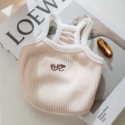 Pavasario ir vasaros šunų diržo liemenė Maža šviežia ir paprasta siuvinėjimas Mažas dirželis katės pėdoms Naminių gyvūnėlių ploni šunų drabužiai šuniuko drabužiai