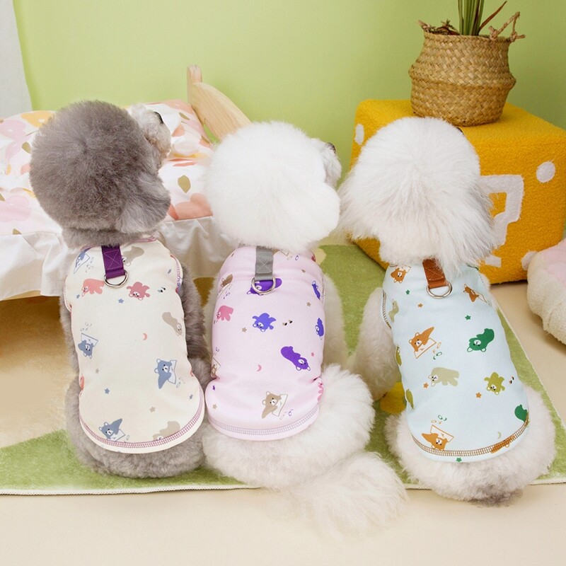 Mieli vasariniai šunų drabužiai D formos žiedai ploni šunų žvaigždės meškos liemenė Maži vidutiniai šunys Kvėpuojantys šuniuko drabužiai Čihuahua drabužiai