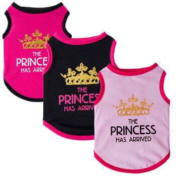 Лятна жилетка за домашни кучета Памучна тениска Сладка щампа Princess Prince Puppy Clothing for Small Dogs Cat Chihuahua Yorkshire Pet Clothing