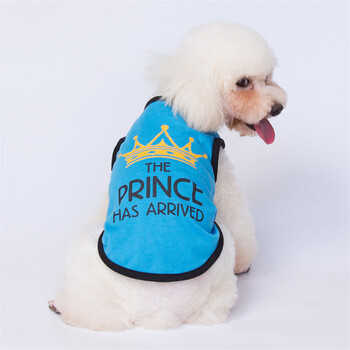 Лятна жилетка за домашни кучета Памучна тениска Сладка щампа Princess Prince Puppy Clothing for Small Dogs Cat Chihuahua Yorkshire Pet Clothing