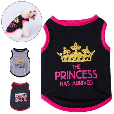 Suvine lemmikloomakoera vest Puuvillane T-särk Sweet Print Printsess Printsi kutsikate riided väikestele koertele Kassi Chihuahua Yorkshire`i lemmikloomade riided