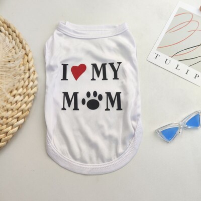 Graži naminių gyvūnėlių raštų liemenė, nauji katės ir šuns marškinėliai vasariniai kvėpuojantys drabužiai