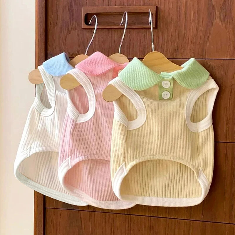 Vasariniai šunų marškinėliai, kvėpuojantys ploni atlapai šunų liemenė mažiems ir vidutiniams šunims Katėms Laisvalaikio drabužiai naminiams gyvūnėliams Čihuahua Bichon meškiuko kostiumas