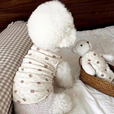 Kevadsuvi lemmikloomariided kassipoeg kutsikas õhuke vest armas koomiksimuster Väike ja keskmise suurusega koer armas pullover Yorkshire`i puudel