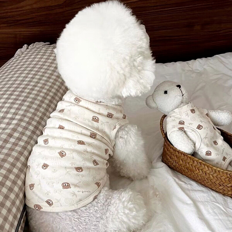 Kevadsuvi lemmikloomariided kassipoeg kutsikas õhuke vest armas koomiksimuster Väike ja keskmise suurusega koer armas pullover Yorkshire`i puudel