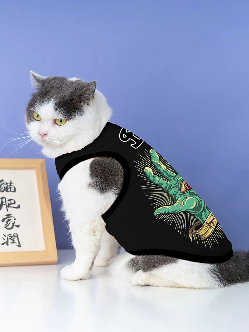 Naujo dizaino animacinių filmų rūbai augintiniams dideliems ir vidutiniams šunims drabužiai apvaliu kaklu, kvėpuojantis megztinis be rankovių naminių gyvūnėlių marginimo marškinėliai XS-6XL