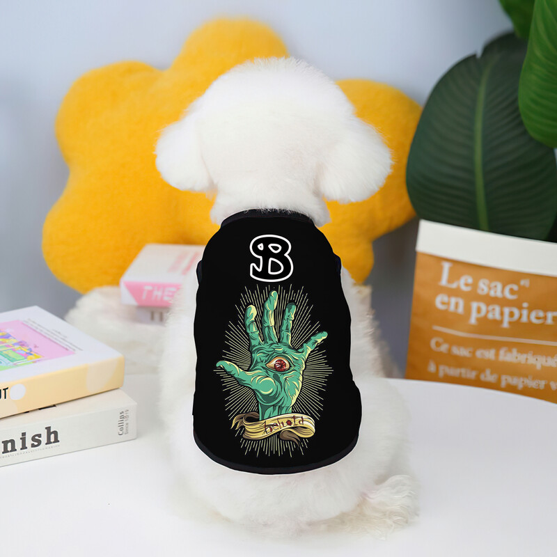 Naujo dizaino animacinių filmų rūbai augintiniams dideliems ir vidutiniams šunims drabužiai apvaliu kaklu, kvėpuojantis megztinis be rankovių naminių gyvūnėlių marginimo marškinėliai XS-6XL