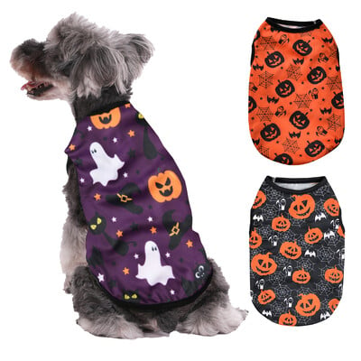 Nyári légáteresztő kutyapóló kis közepes kutyáknak macskáknak puha halloween-mintás kisállatruhák Schnauzer Yorkshire mopsz mellény ruházat