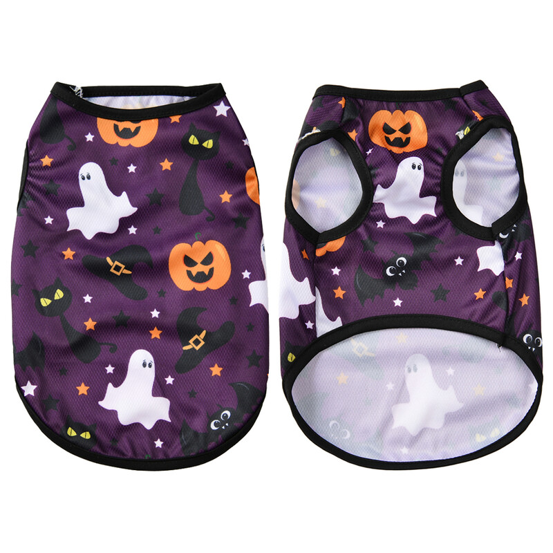 Vasarą kvėpuojantys šunų marškinėliai mažiems ir vidutiniams šunims Katėms Minkšti Helovino spaudos drabužiai naminiams gyvūnėliams Šnaucerių Jorkšyro mopso liemenių drabužiai