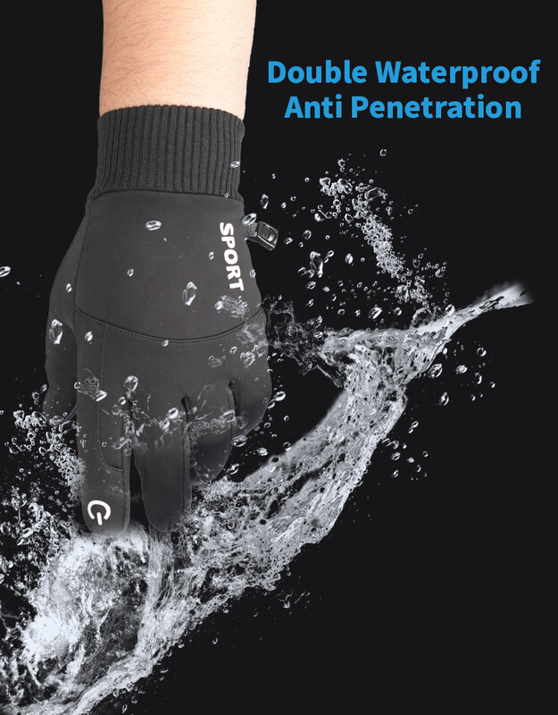 Žieminės pirštinės vandeniui atsparios terminės sportinės pirštinės vyrams, moterims skirtos bėgimui dviračiu, važinėjimui, slidinėjimui, jutikliniam ekranui, šiltos pirštinės