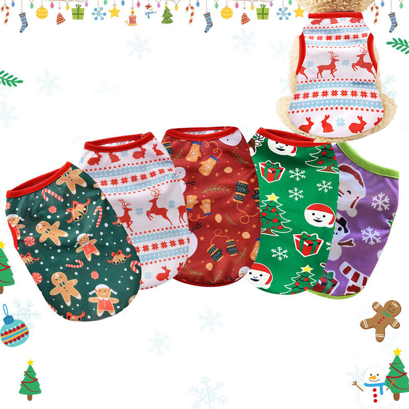Nauji 1vnt Kalėdiniai šunų drabužiai Naujųjų metų augintiniai šunų drabužiai mažiems ir vidutiniams šunims Kostiumas Čihuahua naminių gyvūnėlių marškinėliai Šilti šunų drabužiai