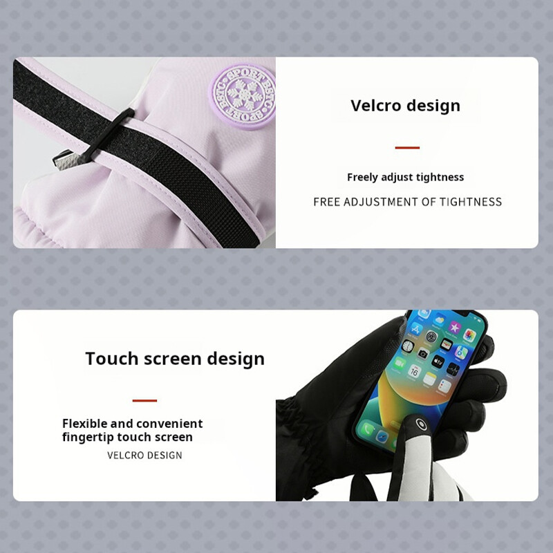 Žieminės slidinėjimo pirštinės vyrams, moterims, neslystančios, jutiklinis ekranas ir vandeniui atsparios šaltu oru rankoms šildomos pirštinės