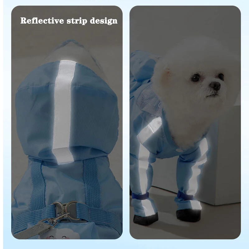 XS-2XL Naminių šunų lietpaltis su gobtuvu, neperšlampama šunų striukė lauke, šviesą atspindinti šunų lietaus paltai, vandeniui atsparūs šunų drabužiai