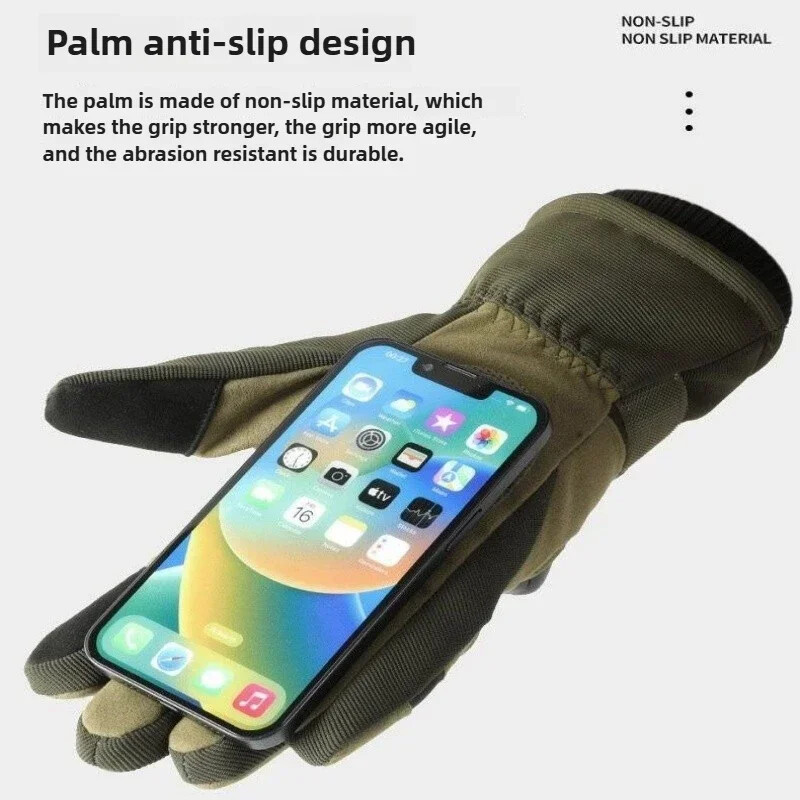 Aksominės šiltos, šalčiui atsparios, taktinės slidinėjimo pirštinės Žiemos treniruotės lauke Alpinizmas ir važiavimas dviračiu Neslidžios ir atsparios dilimui