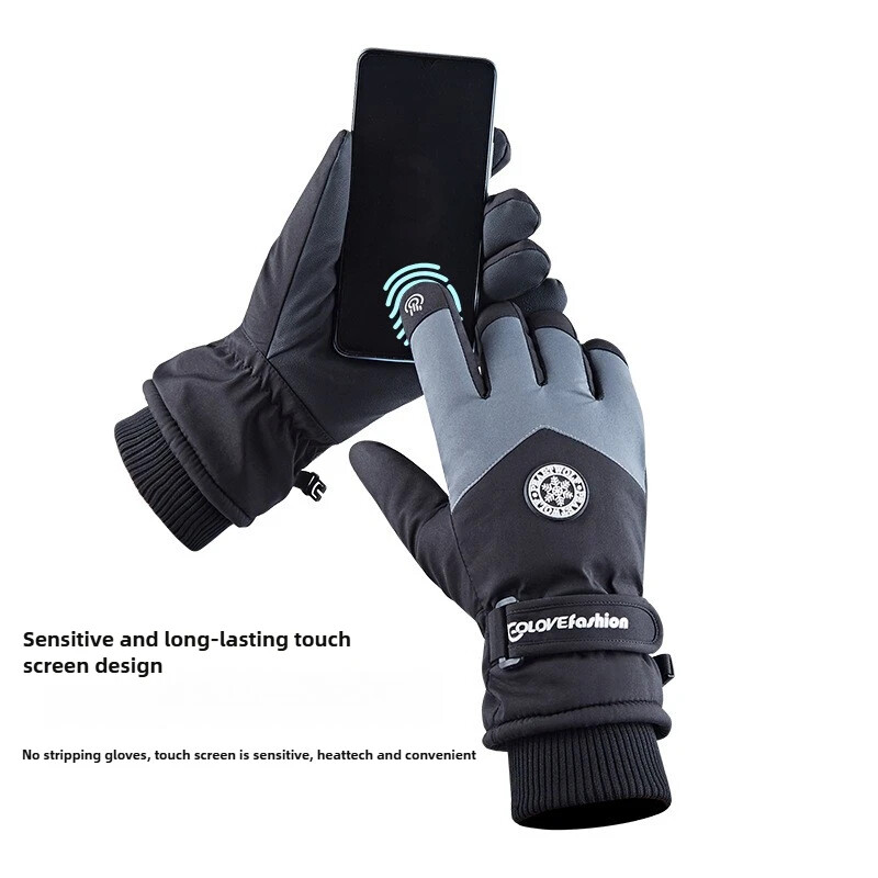 Žieminės slidinėjimo pirštinės važinėjimui lauke Atsparios vandeniui ir neslystančios sustorėjusios, šiltos, liečiamo ekrano pirštinės Unisex