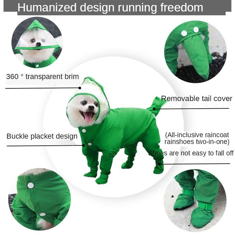 All inclusive Esőkabát Esőcsizma Macskák Kutya Négylábú, egyrészes vízálló esőkabát dzseki kiskutya esőkabát ruhák kisállatkellékek