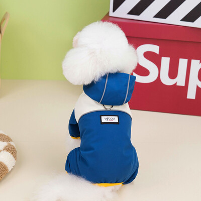 Neperšlampamas šunų kombinezonas su kepuraitėmis Keturių kojų šunų lietpaltis mažiems šunims Šuniuko drabužiai Šviesą atspindintis Čihuahua lietaus paltas augintinio kostiumas