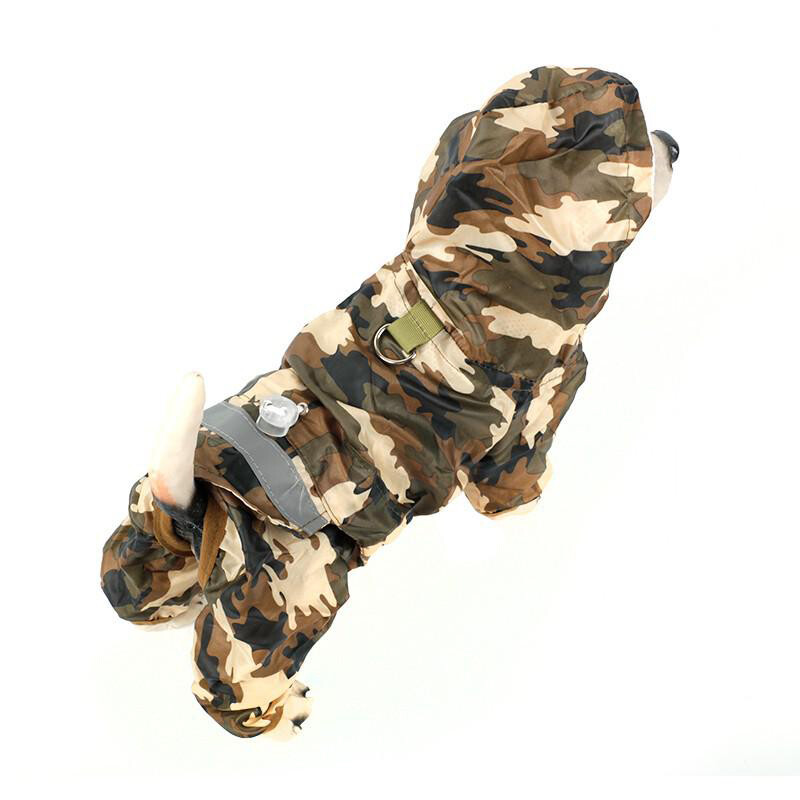 Atspindintis šunų lietpaltis, vandeniui atsparus kombinezonas su gobtuvu mažiems vidutiniams dideliems šunims Dvisluoksnė striukė nuo lietaus naminių gyvūnėlių reikmenys