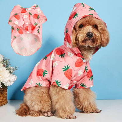 Αδιάβροχο Strawberry Raincoat Small Dog All-inclusive Raincoat Pet Breathable Petpy Ρούχα Άνετα καθολικά προμήθειες για κατοικίδια