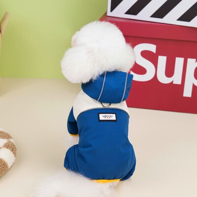 Šunų lietpaltis naminių gyvūnėlių drabužiai šunims Neperšlampami drabužiai mažiems šunims su gobtuvu nuo lietaus striukė Šunų kombinezonas lauko naminių gyvūnėlių komplektai