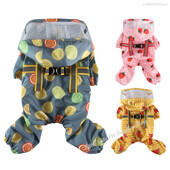 Vaisinis lietpaltis naminiams gyvūnėliams šunų drabužiai Katės keturių pėdų raštu vandeniui atsparūs drabužiai šunims maži čihuahua vasaros geltoni kvėpuojantys mopsai