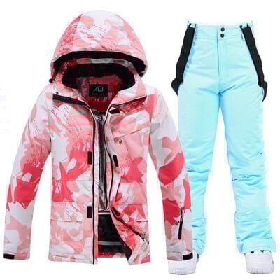 Mada, Moteriški, Neperšlampamų sniego kostiumų komplektai, Snieglentininkų apranga, Slidinėjimo kostiumai, Žiemos apranga, Striukė, Kelnės su dirželiu, Mergaičių