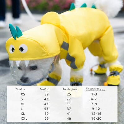 Dinoszaurusz kutya esőkabát Négylábú vízálló, all inclusive Teddy Bichon pomerániai kiskutya közepes méretű kutya kölyök poncsó