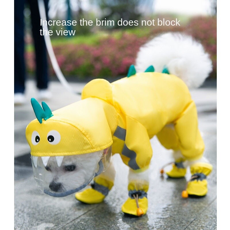 Dinoszaurusz kutya esőkabát Négylábú vízálló, all inclusive Teddy Bichon pomerániai kiskutya közepes méretű kutya kölyök poncsó