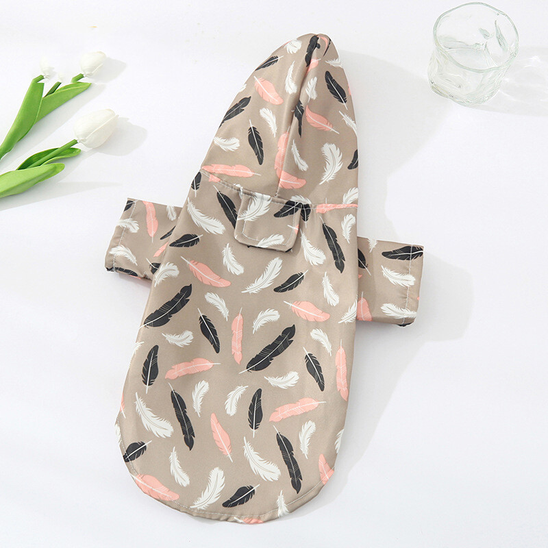 S-XL vandeniui atsparus šunų lietpaltis su gobtuvu Plunksnų kaktusas persikas spausdinta augintiniai šunų drabužiai lauke šuniuko striukė Naujas katės paltas nuo lietaus