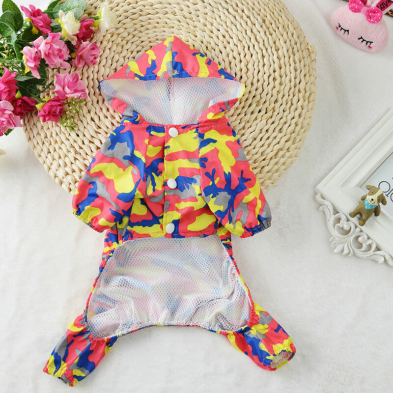 2018 m. mielos kamufliažinės spalvos naminių šunų lietpaltis mažiems šunims Neperšlampami naminių gyvūnėlių drabužiai lauko drabužiai šunų katės lietpaltis su gobtuvu XS-XL