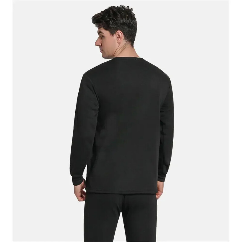Set de lenjerie termică de iarnă pentru bărbați, din bumbac moale, căptușit cu fleece, panouri calde, pantaloni lungi de sus și de jos, îmbrăcăminte termică, pijamale
