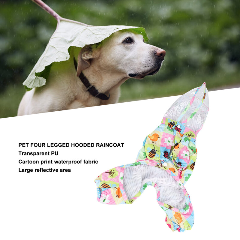 Naminius gyvūnus atspindintis lietpaltis, padengtas kojomis, mielas, vandeniui atsparus, odai tinkamas šunų lietpaltis su gobtuvu, skirtas vaikščioti lauke žaidimo priedai