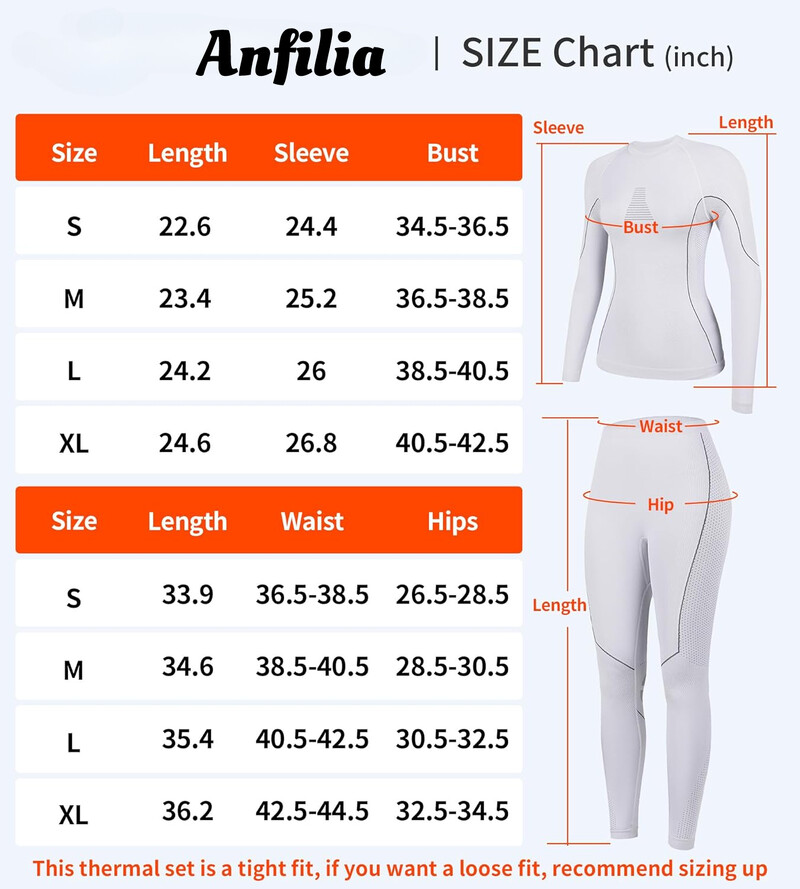 Anfilia moteriškų slidinėjimo terminių apatinių rinkinys greitai džiūsta, antistatinis, labai elastingas, sandarus, šiltas, ilgas pagrindas