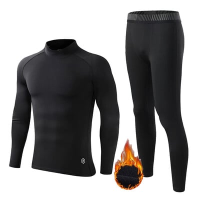 Žieminiai terminiai apatiniai Fleece Vyriški šilta antroji oda Slidinėjimo vaikams Thermal apatiniai Base Layer Compression Sportswear Jogger rinkinys