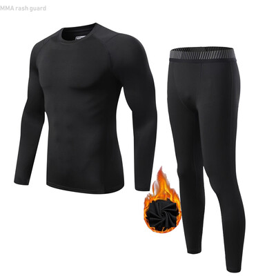 Žieminiai terminiai apatiniai Fleece Vyriški šilta antroji oda Slidinėjimo vaikams Thermal apatiniai Base Layer Compression Sportswear Jogger rinkinys