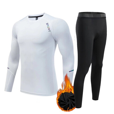Žieminiai terminiai apatiniai Fleece Vyriški šilta antroji oda Slidinėjimo vaikams Thermal apatiniai Base Layer Compression Sportswear Jogger rinkinys