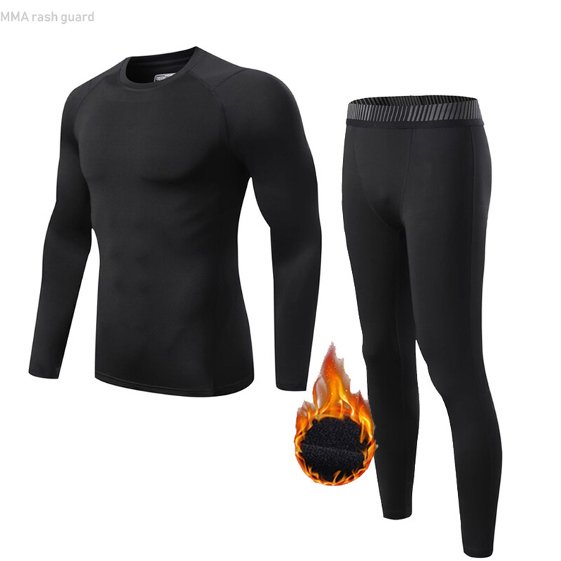 Žieminiai terminiai apatiniai Fleece Vyriški šilta antroji oda Slidinėjimo vaikams Thermal apatiniai Base Layer Compression Sportswear Jogger rinkinys