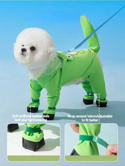 Šunų lietpalčiai šunų drabužiai su gobtuvu, atspindinčiu vandeniui atspariu animaciniu filmuku, skirtas mažam, vidutiniam dideliam šuniui vaikščioti lauke, atsparus lietui