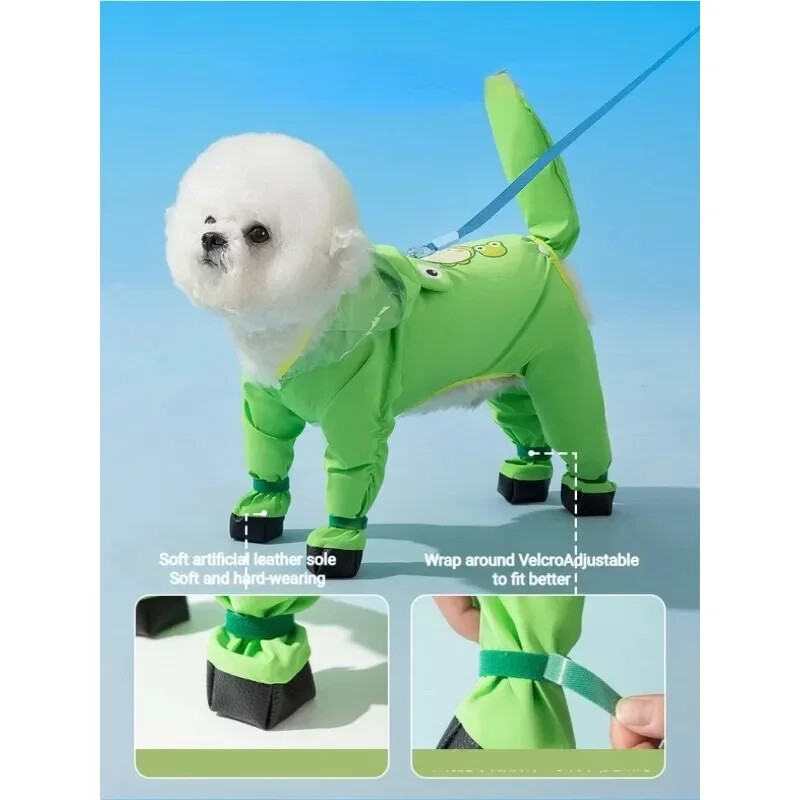 Šunų lietpalčiai šunų drabužiai su gobtuvu, atspindinčiu vandeniui atspariu animaciniu filmuku, skirtas mažam, vidutiniam dideliam šuniui vaikščioti lauke, atsparus lietui