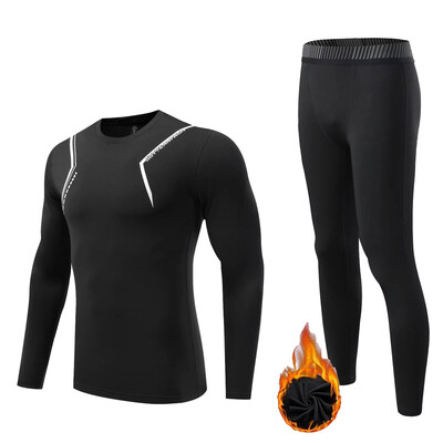 Vyriški sportiniai apatiniai Fleece Thermal Compression Pėdkelnės slidės Pagrindas Sportinis kostiumas vaikui Žieminiai Thermal apatiniai Bėgimo komplektas