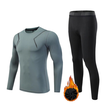 Vyriški sportiniai apatiniai Fleece Thermal Compression Pėdkelnės slidės Pagrindas Sportinis kostiumas vaikui Žieminiai Thermal apatiniai Bėgimo komplektas