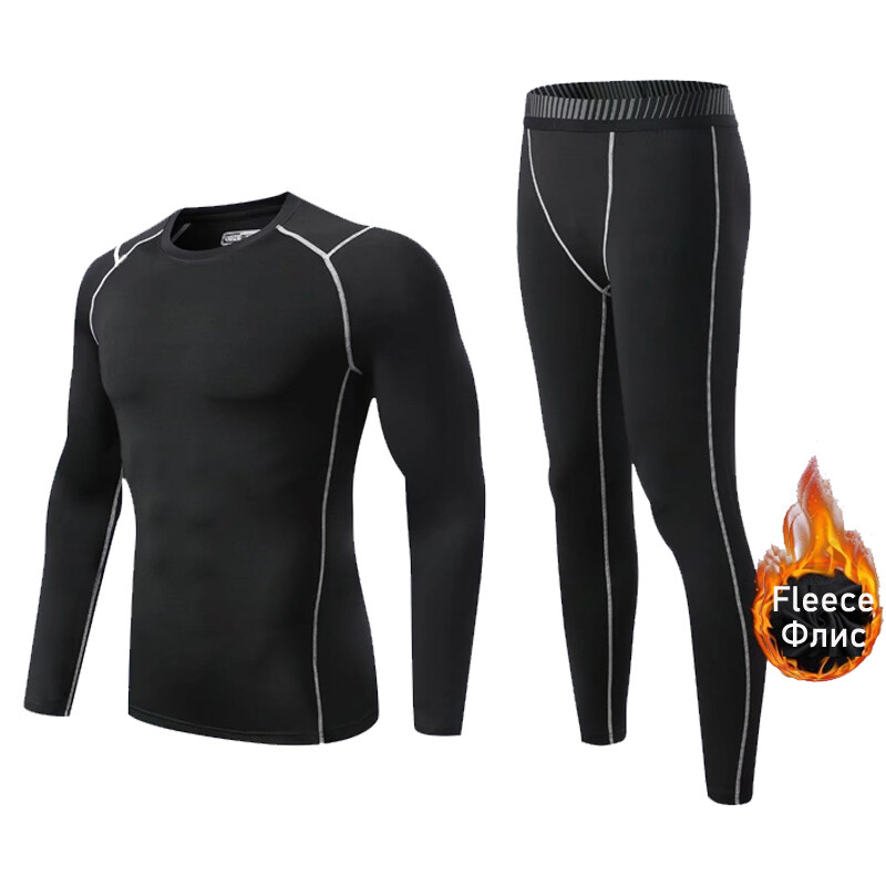 Vyriški sportiniai apatiniai Fleece Thermal Compression Pėdkelnės slidės Pagrindas Sportinis kostiumas vaikui Žieminiai Thermal apatiniai Bėgimo komplektas
