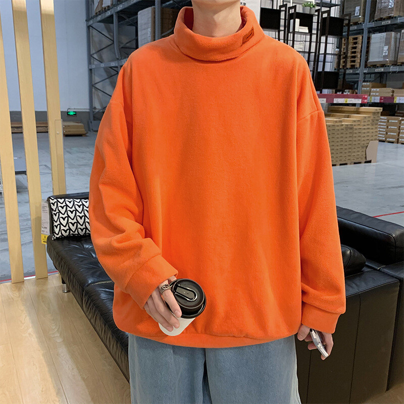 Férfi őszi téli dupla arcú polár alsóing belső meleg amerikai hímzésű bő, fiatalos hosszú ujjú póló