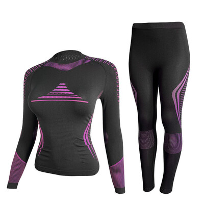 Moteriškas žiemos slidinėjimo greitai džiūstantis drabužių kostiumas, moteriškas priežastinis treniruoklių salės suspaudimo rinkinys, moteriškas laipiojimo dviračių sportinis terminis apatinis trikotažas